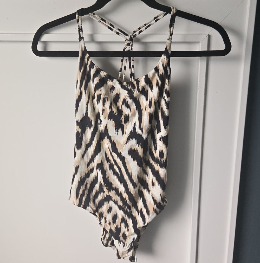 Unsubscribed Animal Print Macrame One Piece Swimsuit